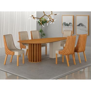 Imagem de Conjunto jantar 6 cadeiras maciça 2x1 Pilar - Arbo Design