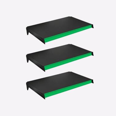 Imagem de Kit 3 Bandejas Prateleiras 40x91 P/gôndola New Plus Preta Porta Etiquetas Verde Escuro...
