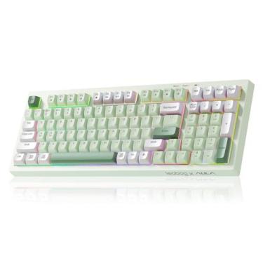 Imagem de Teclado Gamer LEOBOG x Aula K99 Verde Sem Fio Bluetooth