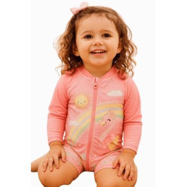 Imagem de Macacão Infantil Proteção Solar UV 50+ Rosa Verão, Rosa, G