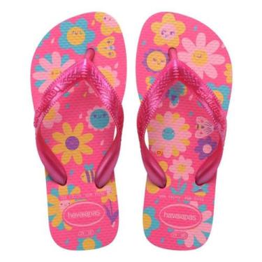 Imagem de Chinelo Infantil Havaianas Kids Flores Classico Original, 23/24, Rosa 
