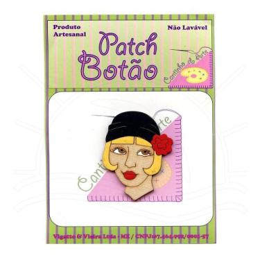 Imagem de Botton Patch Especial Dama Rose Turbante Preto 4505 - 1 Unid - Cantinh
