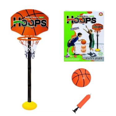 Imagem de Cesta de Basquete Infantil Altura Ajustável 115cm Kit Completo com Bola e Inflador Vermelho Yeet