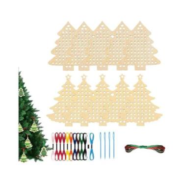Imagem de Kit De Ponto Cruz Em Madeira Para Árvore De Natal, Pingentes Decorativ