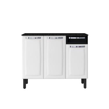 Imagem de Balcão de Cozinha Rose 3 Portas 1 Gaveta Aço 105CM Branco com Preto Itatiaia