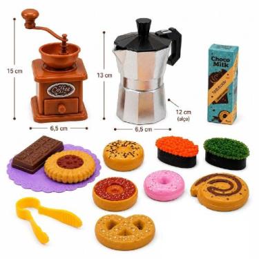 Imagem de Maquina de cafe infantil kit cafeteria moedor brinquedo 14 pecas - Yee