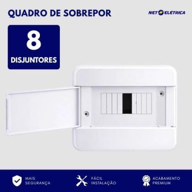 Imagem de Quadro Distribuição 8 Disjuntores Din Br Sobrepor Forceline - Force Li