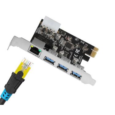Imagem de Placa pci express 04 portas usb 3.0 rede 10/100/1000 hedmax