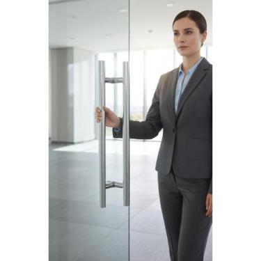 Imagem de 2x Puxador Duplo Inox 60cm Porta Madeira Vidro Portão - Congratulation
