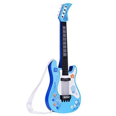 Imagem de yeacher Violão infantil com luzes rítmicas e sons divertidos instrumentos musicais educativos guitarra elétrica brinquedo para crianças crianças meninos e meninas azul