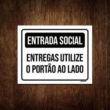 Imagem de Placa Preta - Entrada Social Entrega Utilizar Ao Lado 27X35