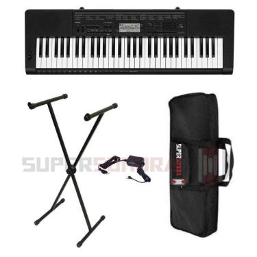 Imagem de Kit Teclado Musical Casio Ctk3500 Midi/usb Aplicativo Chordana + Suporte X + Capa + Fonte + Suporte