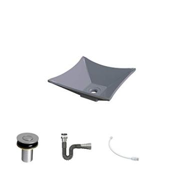 Imagem de Kit Cuba L30 C/Válvula Click 1''B (2,6cm) + Sifão Cromado + Flexível Cinza