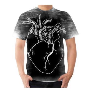Imagem de Camisa Camiseta Desenho Coração Flor Personalizada - Estilo Kraken