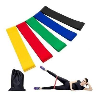 Imagem de Kit 5 Faixa Elástica Extensor Exercícios Multifuncional Academia Apare