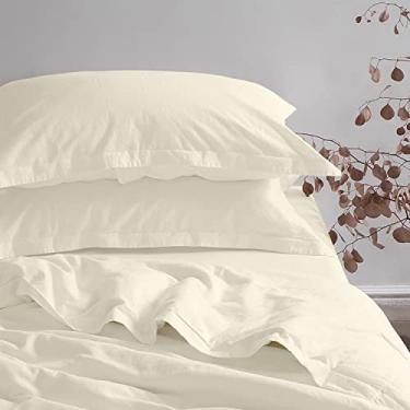 Imagem de Pizuna Fronha Algodão Marfim, 400 fios de algodão 100% sateen de fibra longa fronhas 50x70 cm com aba elegante de 5 cm - 2 pecas