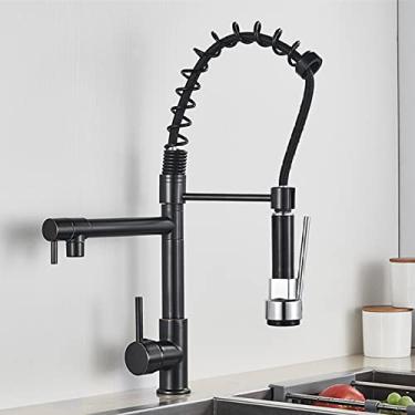 Imagem de Torneira de cozinha de primavera puxe pulverizador lateral bico duplo alça única torneira misturadora torneira 360 rotação torneiras de cozinha, caneta orb diandu, china