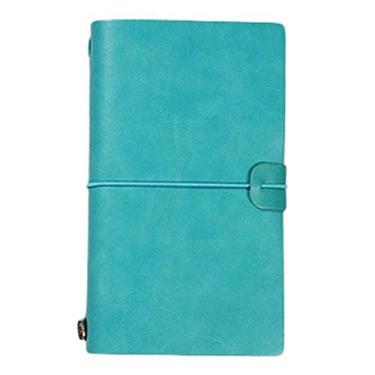 Imagem de Caderno de capa dura vintage espiral de couro falso caderno escolar material de escritório caderno de negócios para estudantes, azul claro