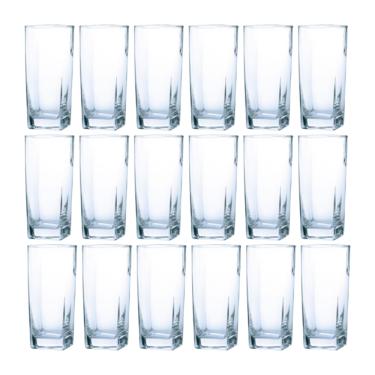 Imagem de Copo Vidro 320ml Quadrado BALI Kit com 18 Transparente Luxo