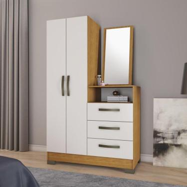 Imagem de Cômoda com Espelho 1 Porta 3 Gavetas NT 5165 Notável Móveis Freijó Trend/Off White