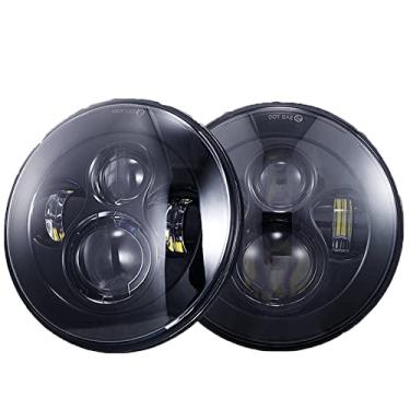 Imagem de 7 Polegadas Redonda Led Farol Luz Baixo Baixo Feixe Halo ângulo Olhos Drl Farol Para Harley Motocicleta Jeep Wrangler Fora Estrada 4x4