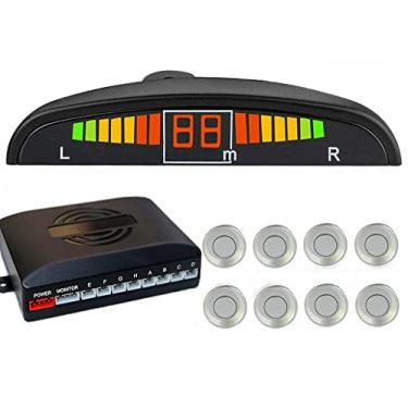 Imagem de MACHSWON 8 Sensores Dianteiros e Traseiros Prata, Kit de Estacionamento Ré, Alarme de Campainha LED