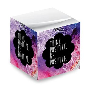 Imagem de Cubo de notas adesivas Think Positive Be Positive / 600 folhas/bloco de notas de 7 cm impresso nos 4 lados/cubo de nota encorajador