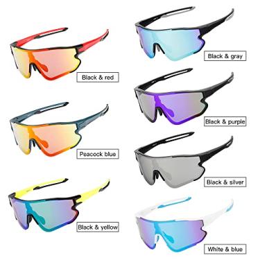 Imagem de Tingpai Óculos de ciclismo com 2 lentes intercambiáveis UV400 Óculos de sol espo vos MTB Road Bike Óculos pa homens mulheres correndo dirigindo pesca beisebol golfe