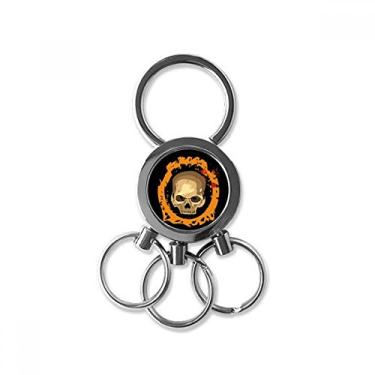 Imagem de Chaveiro de metal de aço inoxidável redondo de Halloween com clipe para presente, Multicolorido.