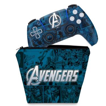 Imagem de Capa Case e Skin PS5 Controle Adesivo - Avengers Vingadores Comics