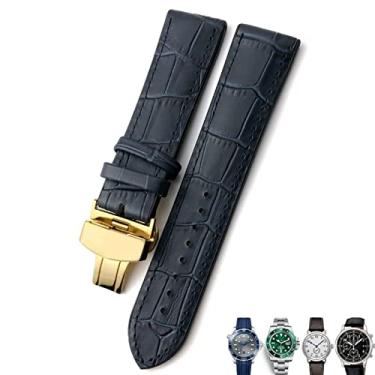 Imagem de JWTPRO 20mm 21mm 22mm pulseira de couro preto marrom pulseiras de relógio para Rolex para Omega Seamaster 300 para Hamilton para Seiko para IWC para pulseira Tissot (Cor: ouro azul