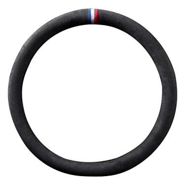 Imagem de Alfanxi Capa de volante de material universal Alcantara compatível com BMW Benz Ford Chevrolet Ram Toyota a maioria dos modelos de carros (3Stripe-B, tipo O)