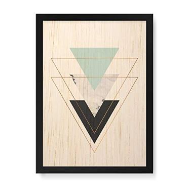 Imagem de Arte Maníacos Quadro Decorativo em Madeira Triangulos Para Baixo Verde - 23x16,25cm (Moldura caixa em laca preta)
