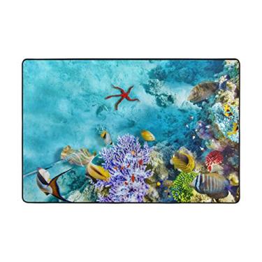 Imagem de My Little Nest Maravilhosos corais do mar e peixes tropicais, tapete moderno de 1,2 m x 1,8 m para quarto, sala de estar, tapete macio e antiderrapante
