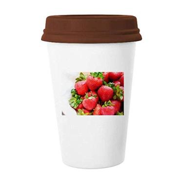 Imagem de Caneca de cerâmica Fresh Strawberry com imagem de frutas vermelhas para café e copo de cerâmica