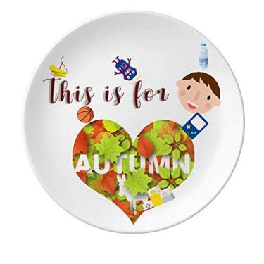 Imagem de Prato de porcelana de burro de outono folha de bordo deciduous para jantar redondo