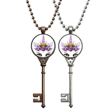 Imagem de OFFbb-USA Olho unicórnio coroa Art Deco presente fashion chaveiro colar pingente joias decoração casal