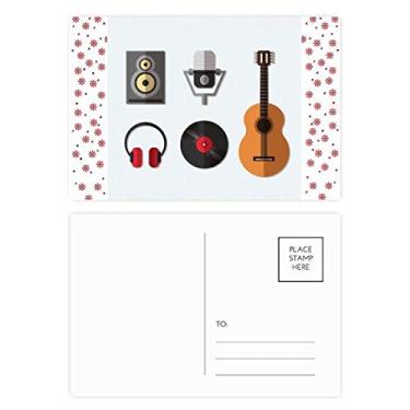 Imagem de Fone de ouvido de guitarra, microfone de CD, estampa de música, Natal, Natal, celebração, cartão postal cartão de bênção