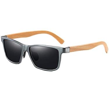 Imagem de Óculos de Sol Masculino Hastes de Madeira Bambu EZREAL com Proteção uv400 Polarizado (C5)