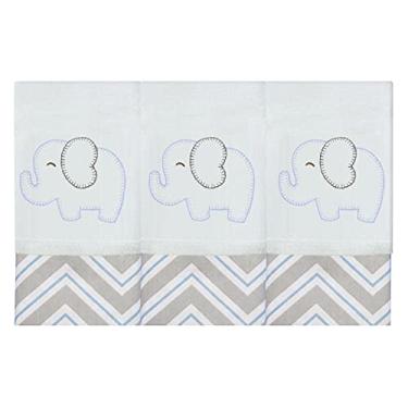 Imagem de Jogo Fralda de Boca 100% Alg. 3 Peças - Borbado Elefante Chevron Azul