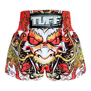 Imagem de Tuff Sport Boxing Muay Thai Shorts Dragon Skull Kick Martial Arts Training Gym Clothing Trunks, White Dragon, Medium