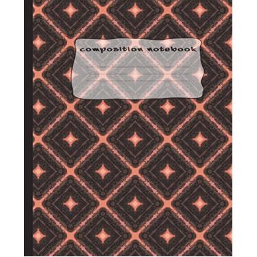 Imagem de Composition Notebook;Salmon Pink with Large Black Boxes Pattern: Wide Ruled 7.5 x 9.25 100 pages book for girls, boys, teens, kids, students and ... Salmon Pink with large black boxes pattern