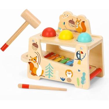 Imagem de Xilofone Divertido Bichos 7 Peças Madeira TF827 Tooky Toy