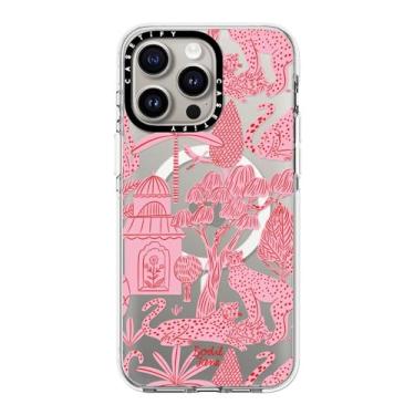Imagem de CASETiFY Capa transparente para iPhone 15 Pro Max [não amarela/proteção contra quedas de 2 metros/compatível com Magsafe] - impressões de animais - Cheetah Paradise Pink - Transparente