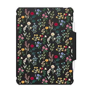 Imagem de CASETiFY Capa Impact Folio para iPad Air 10,9 polegadas (4ª/5ª geração) - Spring Botanicals 2 - Preto transparente