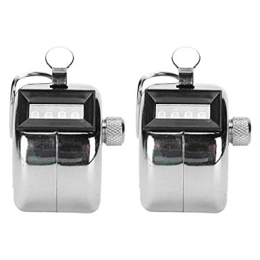 Imagem de Contador de contagem manual de 2 peças, contador de clique de metal de 4 dígitos, contador de passo portátil para fileiras esportivas ou contagem de pessoas