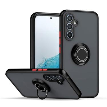 Imagem de Para Samsung Galaxy A54 A34 A14 5G Capa à prova de choque com suporte de anel de metal fosco Armadura Capa de telefone para Samsung A54 M14 M54 5g Capa traseira, preta, vermelha, para Samsung A24 4G