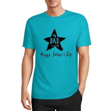 Imagem de CHAIKEN&CAPONE Camiseta divertida para o dia dos pais, presente engraçado para o pai, masculino, gola drapeada, manga curta, algodão, Estilo azul-celeste, 4G
