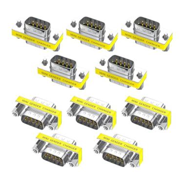 Imagem de WQAPVHBG DB9 9 pinos Serial RS232/485 Trocador de gênero para USB para RS232 Adaptador de porta serial de transferência de dados macho para macho 10 peças