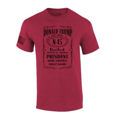 Imagem de Camiseta masculina de manga curta masculina political republican Trump Whiskey Label 100% MAGA, Cereja Antiga, G
